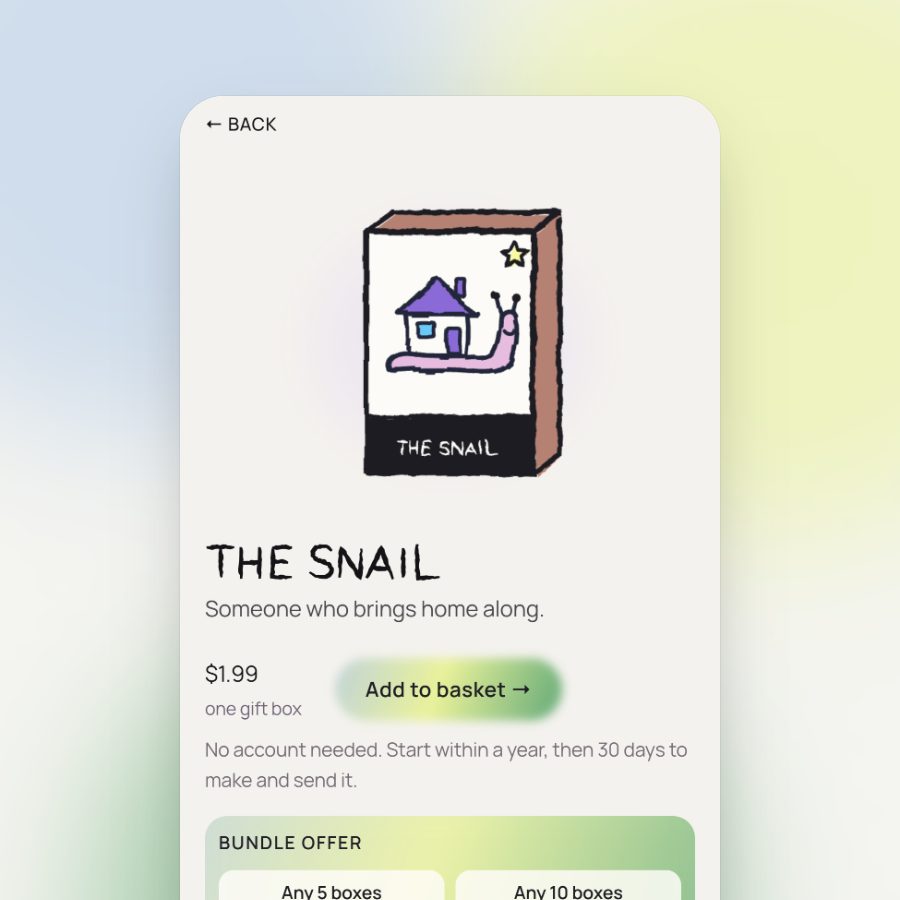 The shop page of the snail’s box